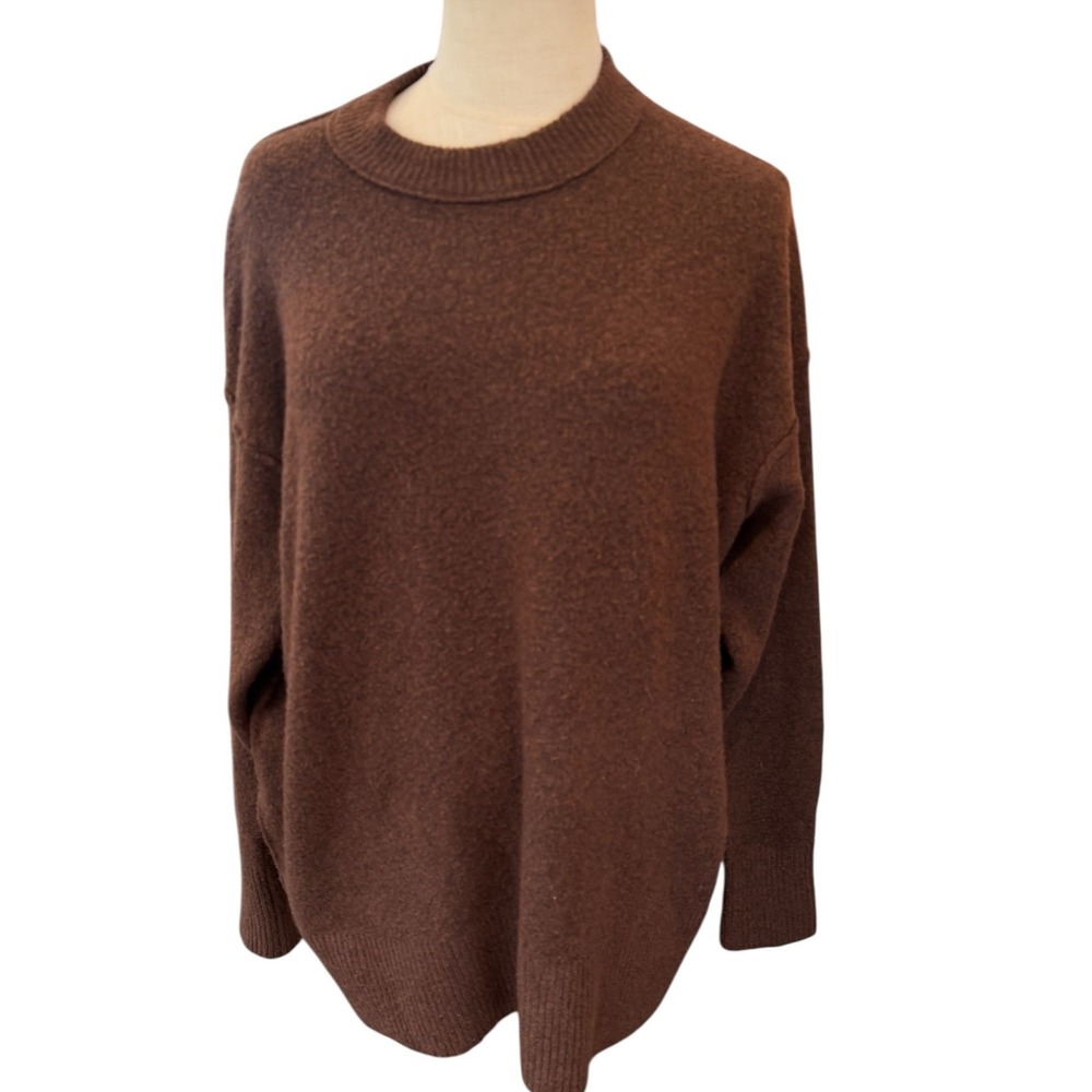 Aerie Oversized Brown Crewneck Sweater‎ Womens XS Soft Slouchy Pullover